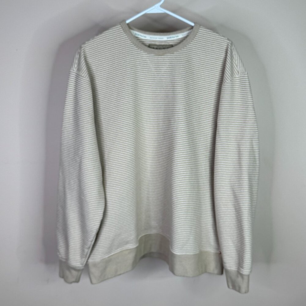 JACHS New York XXL Crew Neck Sweatshirt Tan White Stripes